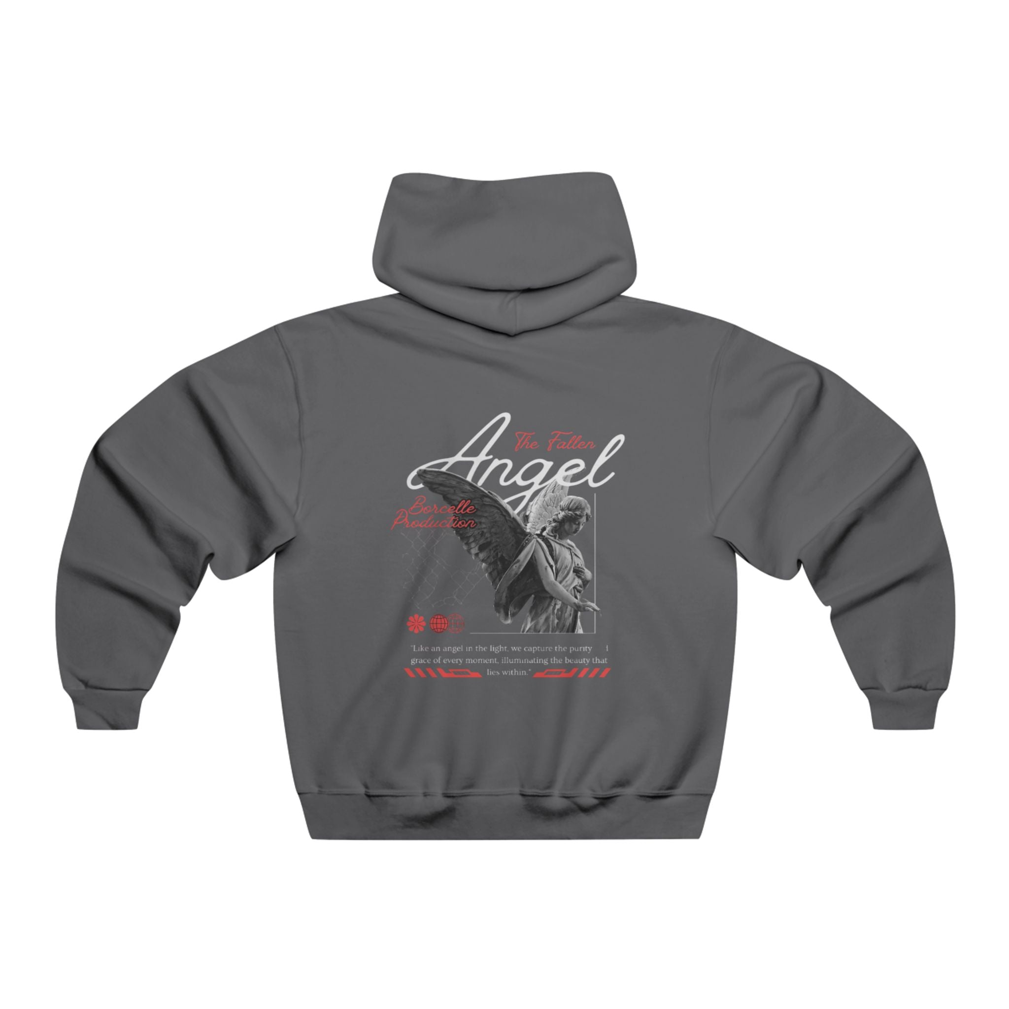 Hooded Sweatshirt with Angel Back Print - Streetwear
