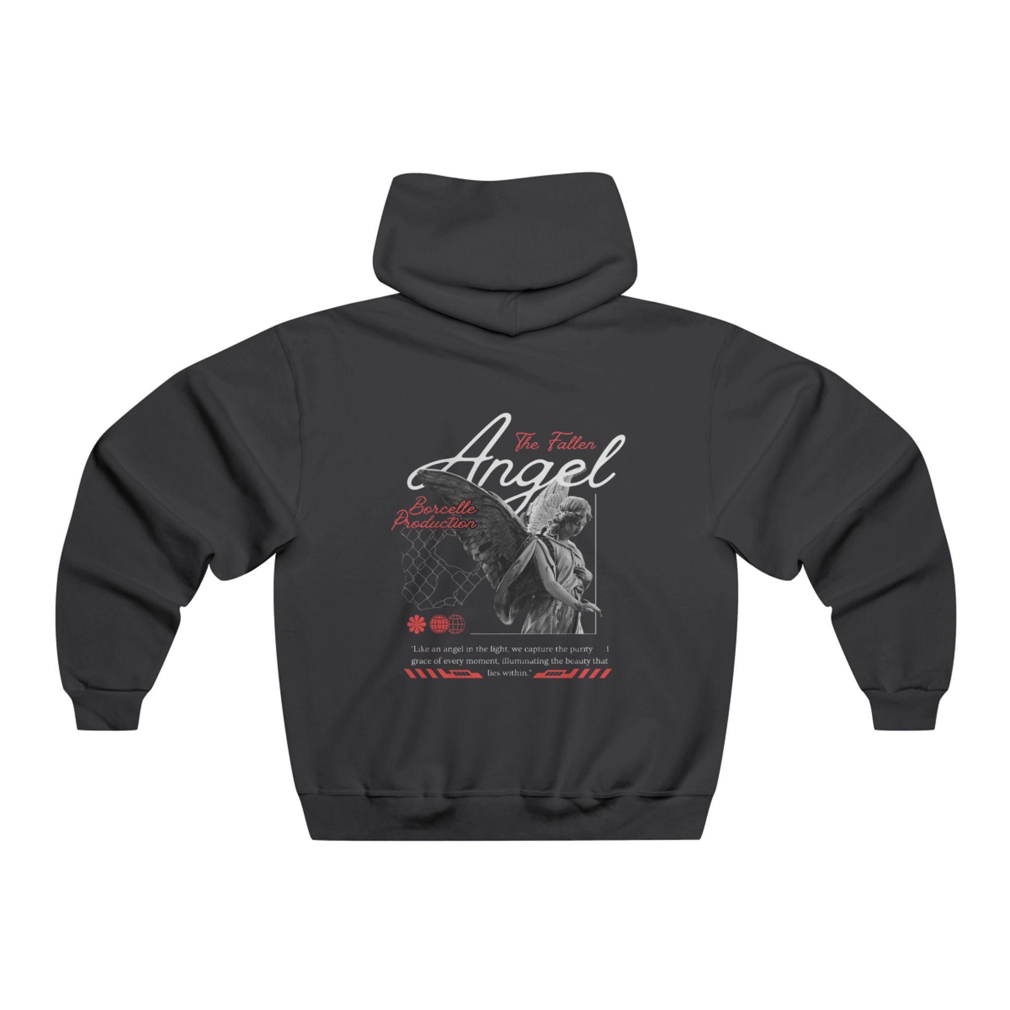 Hooded Sweatshirt with Angel Back Print - Streetwear