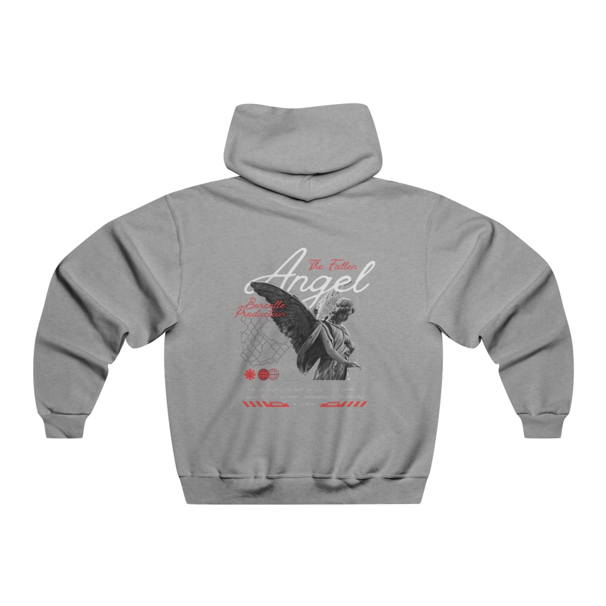 Hooded Sweatshirt with Angel Back Print - Streetwear
